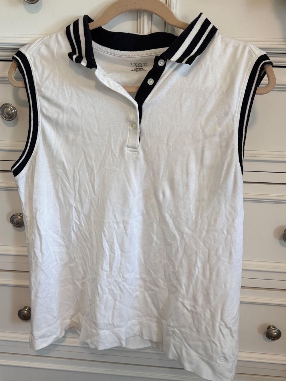 Izod White Sleeveless Polo Top